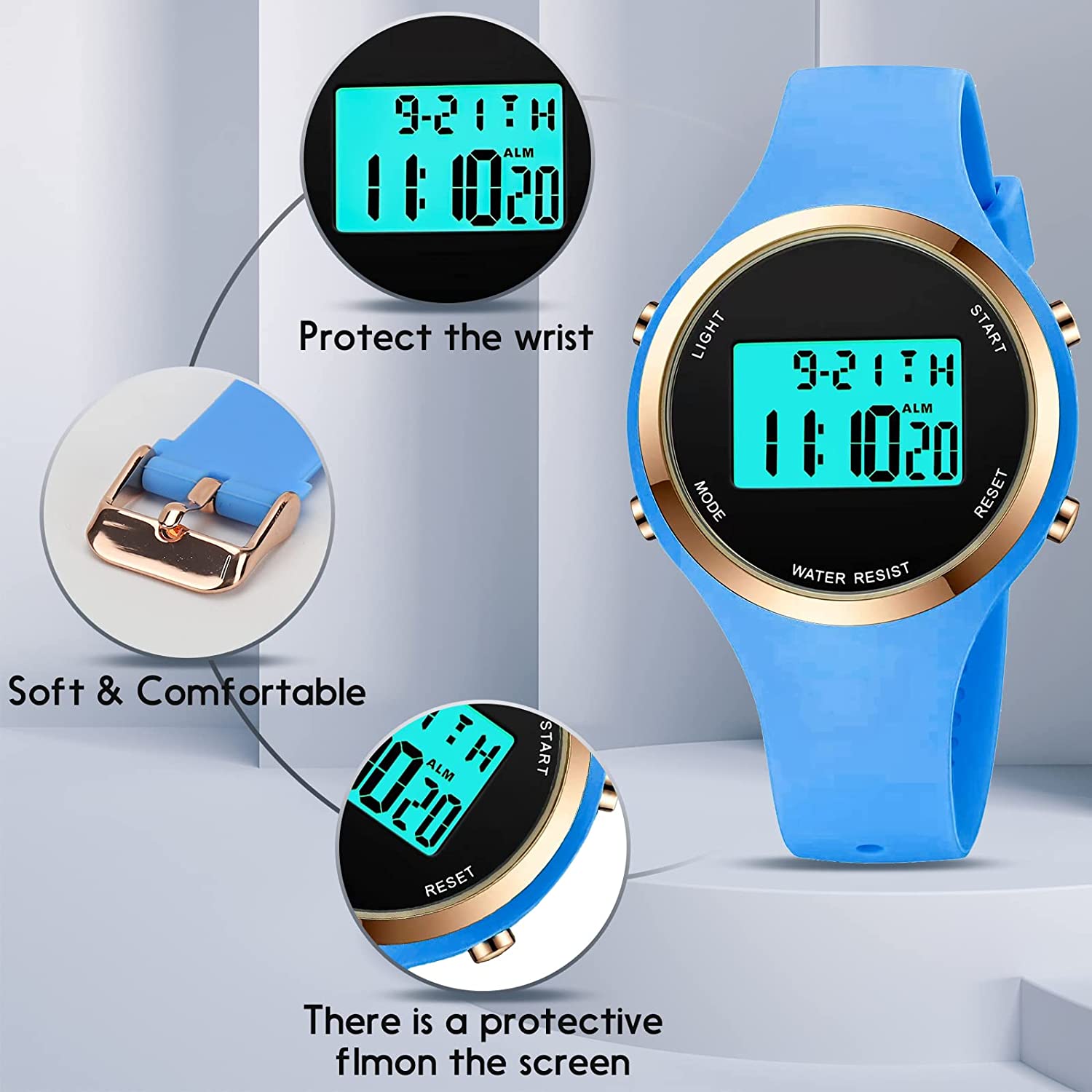 XCZAP Outdoor Sport Watches Alarm Clock 5Bar Waterproof LED Digital Watch - Image 4